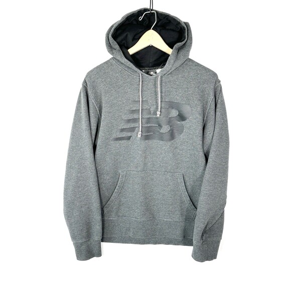 New Balance Long Sleeve Sweatshirt Men's Large Gray Logo Running Hoodie - Picture 1 of 16